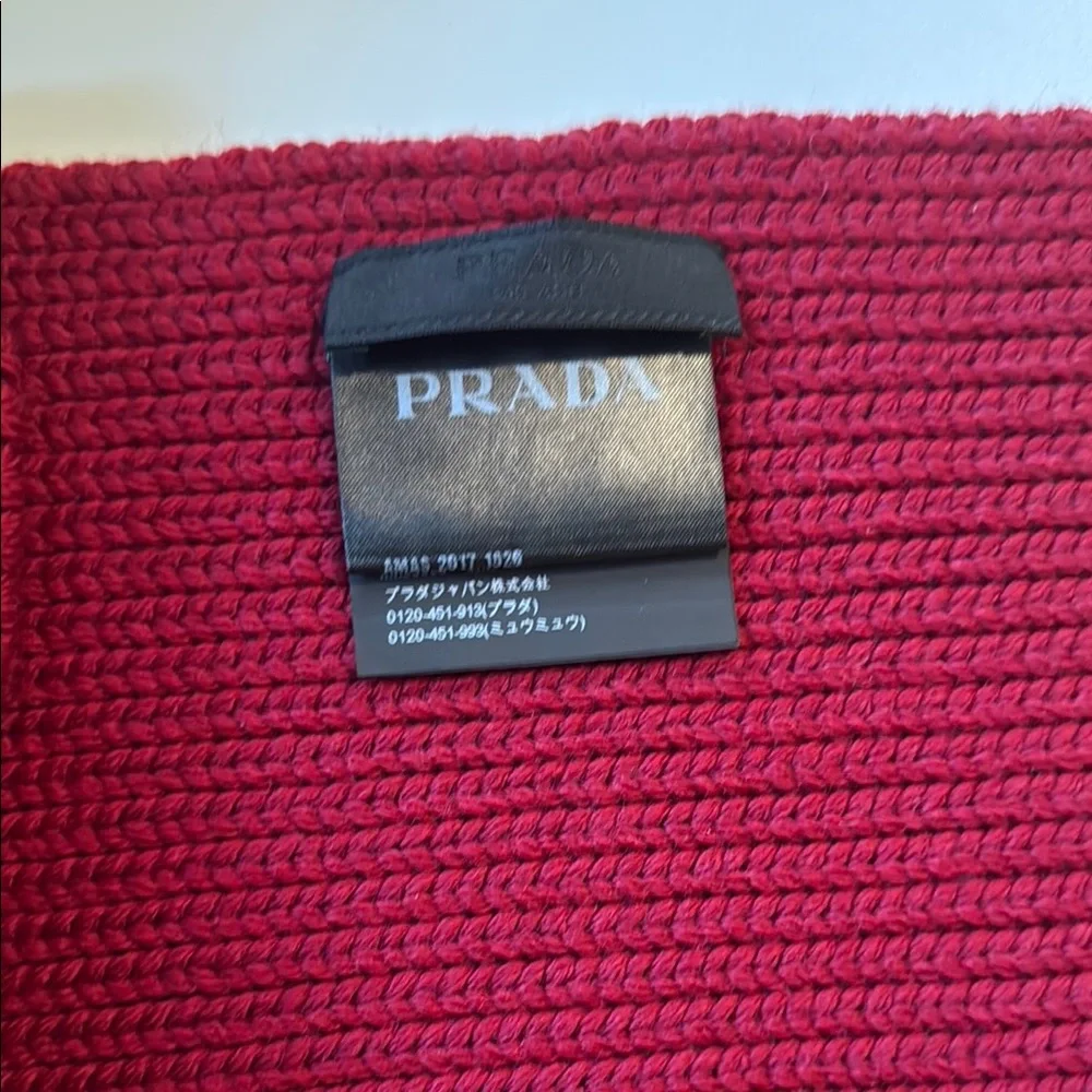Prada Red Knit Wool Scarf - Picture 2 of 4